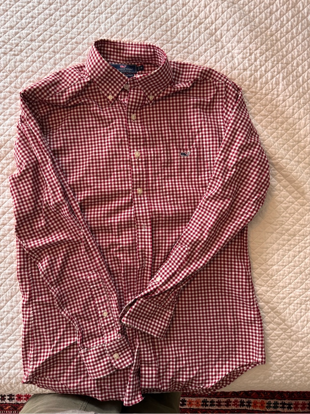 Vineyard Vines Red Gingham Button-Down Shirt men’s slim fit Tucker shirt